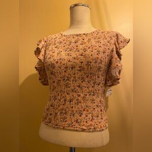 Chic Floral Ruffle Sleeve Blouse